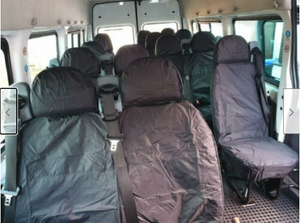 Ford Transit MK7 Minibus INKA Front & Rear Waterproof Seat Covers In Black MY 2010 - 2014