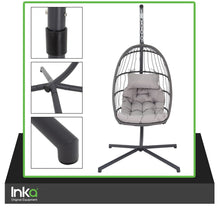 Load image into Gallery viewer, Hanging Rattan Swing Patio Garden Egg Chair Weave With Cushion In Outdoor Deck
