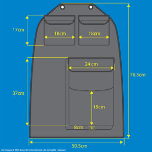 VW California T6.1,T6,T5 Inka Kitchen Seatstor Seat Storage Pockets Organsier Tidy Black Leatherette With bespoke " California Series" embroidery in 7 colours to match your vehicle colour palette.