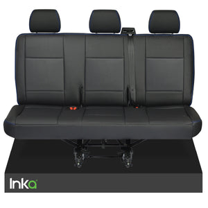 VW Transporter T6.1,T6,T5.1,T5 Tailored Leatherette Rear Triple Seat Covers Black