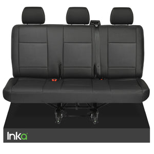 VW Transporter T6.1,T6,T5.1,T5 Tailored Leatherette Rear Triple Seat Covers Black